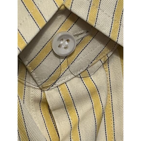 Tincati Milano Striped Dress Shirt •L• Premium Cotton Italy Yellow Button Down - Picture 8 of 9